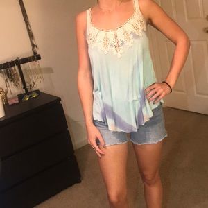 -boho- tie dye crochet tank
